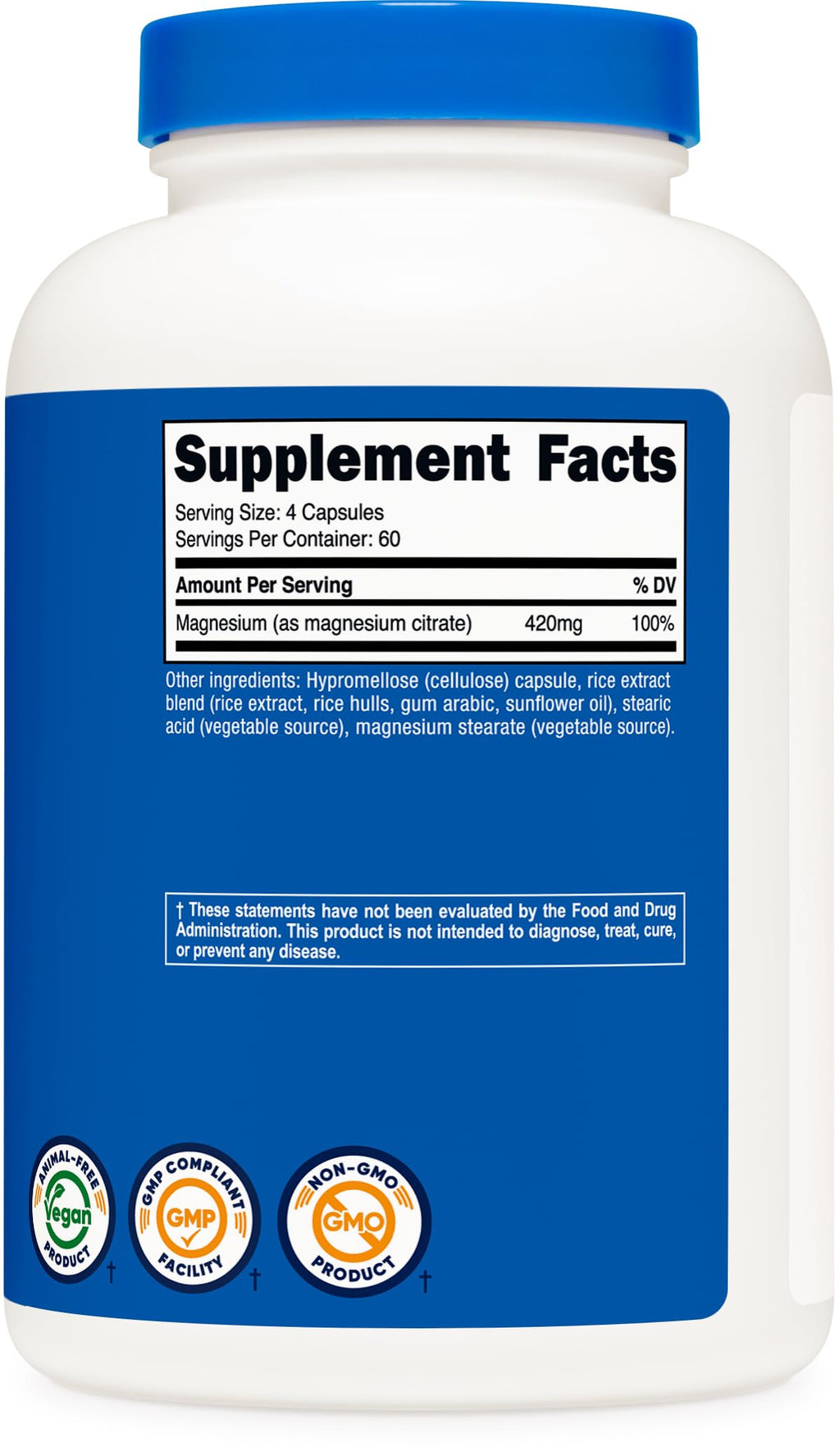 Nutricost Magnesium Citrate 420mg Serving (210mg Per Capsule)