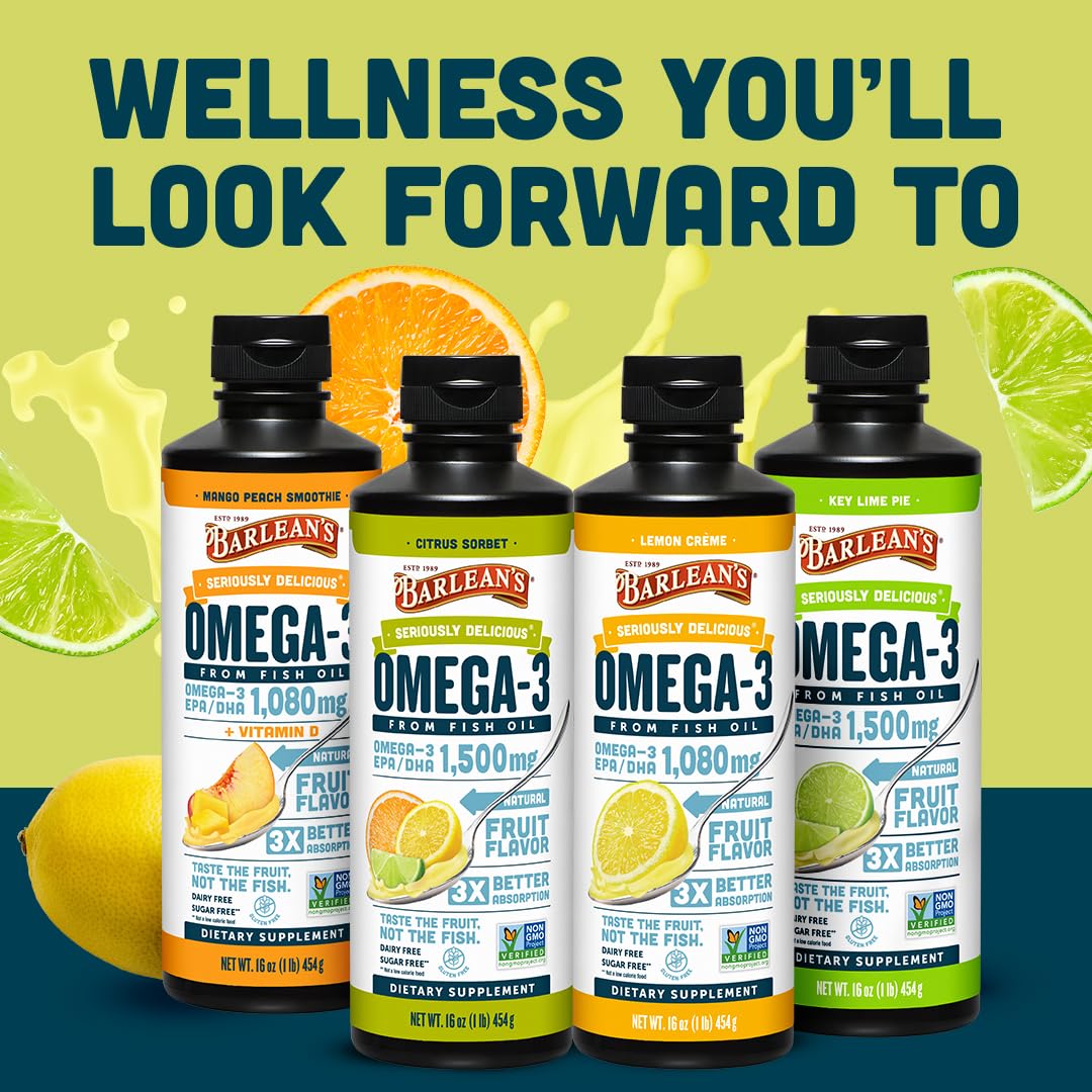Barlean's Omega 3 Fish Oil Liquid Supplement for Men and Women