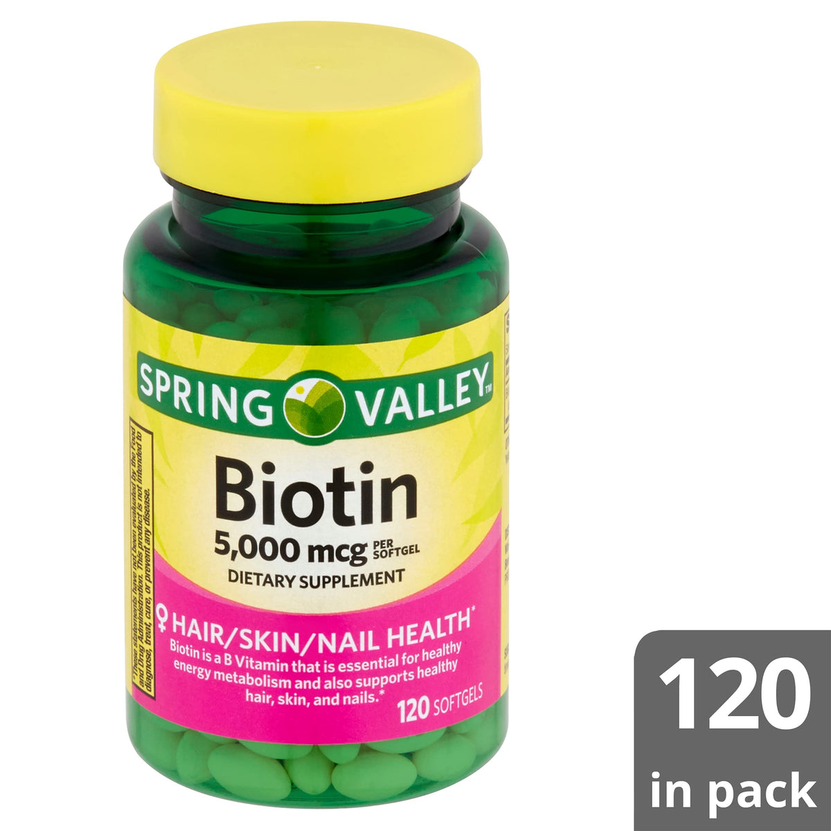 Spring Valley Biotin 5000 mcg Super Potency - 120 Softgels - image 8