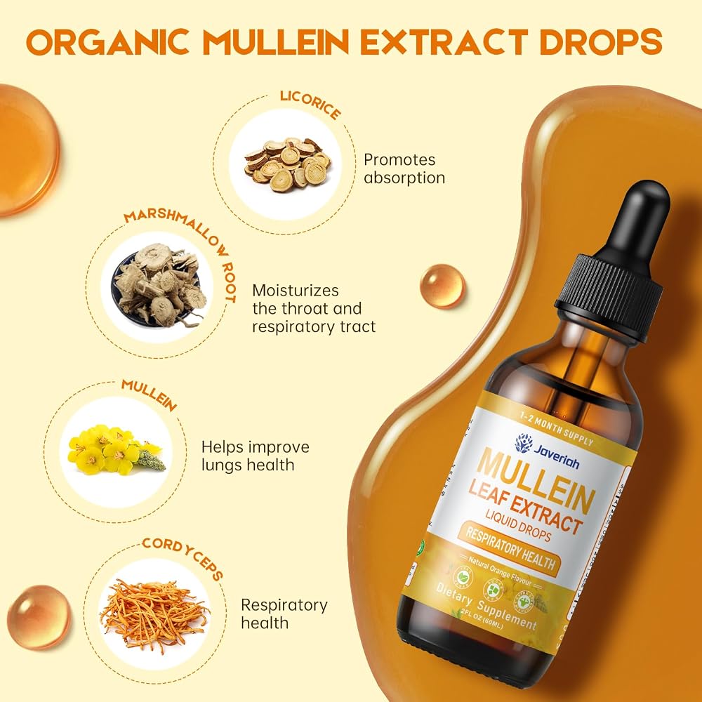 Javeriah Mullein Drops for Lungs Cleanse with Cordyceps