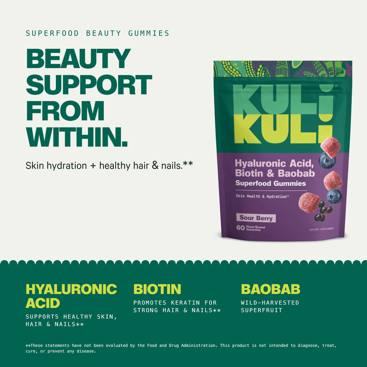 Kuli Kuli Moringa Gummies - Caffeine-Free Energy Supplements