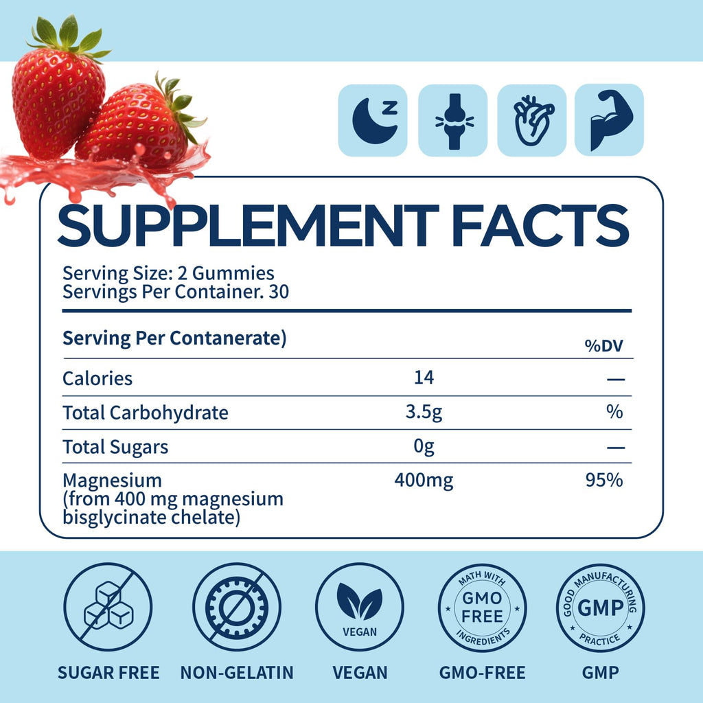 Foesdker Magnesium Bisglycinate Gummies 400mg - 60 Gummies - image 6