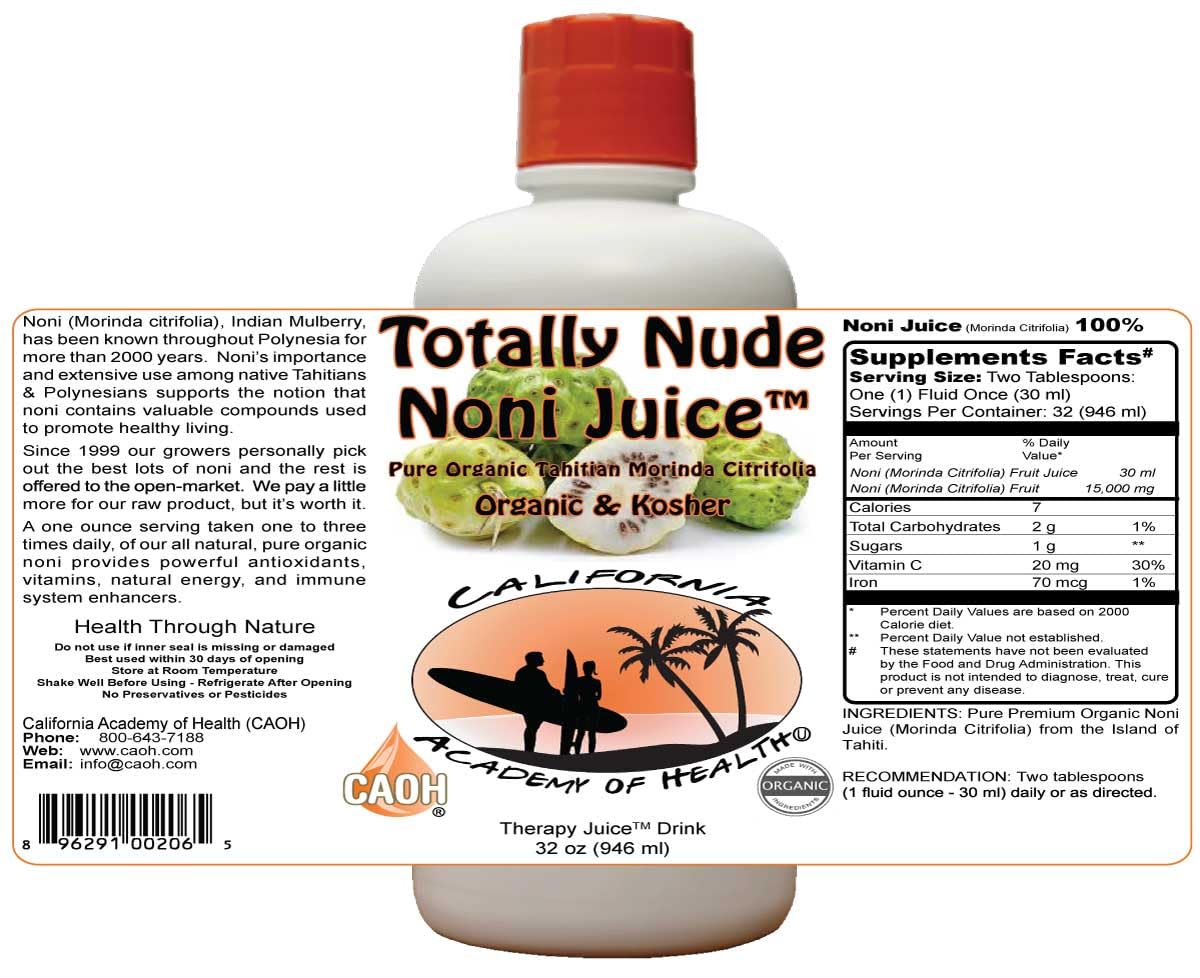 California Academy of Health Totally Nude Noni Juice - 32 oz - image 2