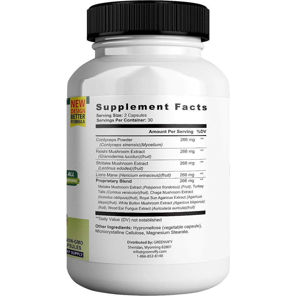 GREENVIFY Lion's Mane Mushroom Cognition Capsules - 60 Capsules - image 3