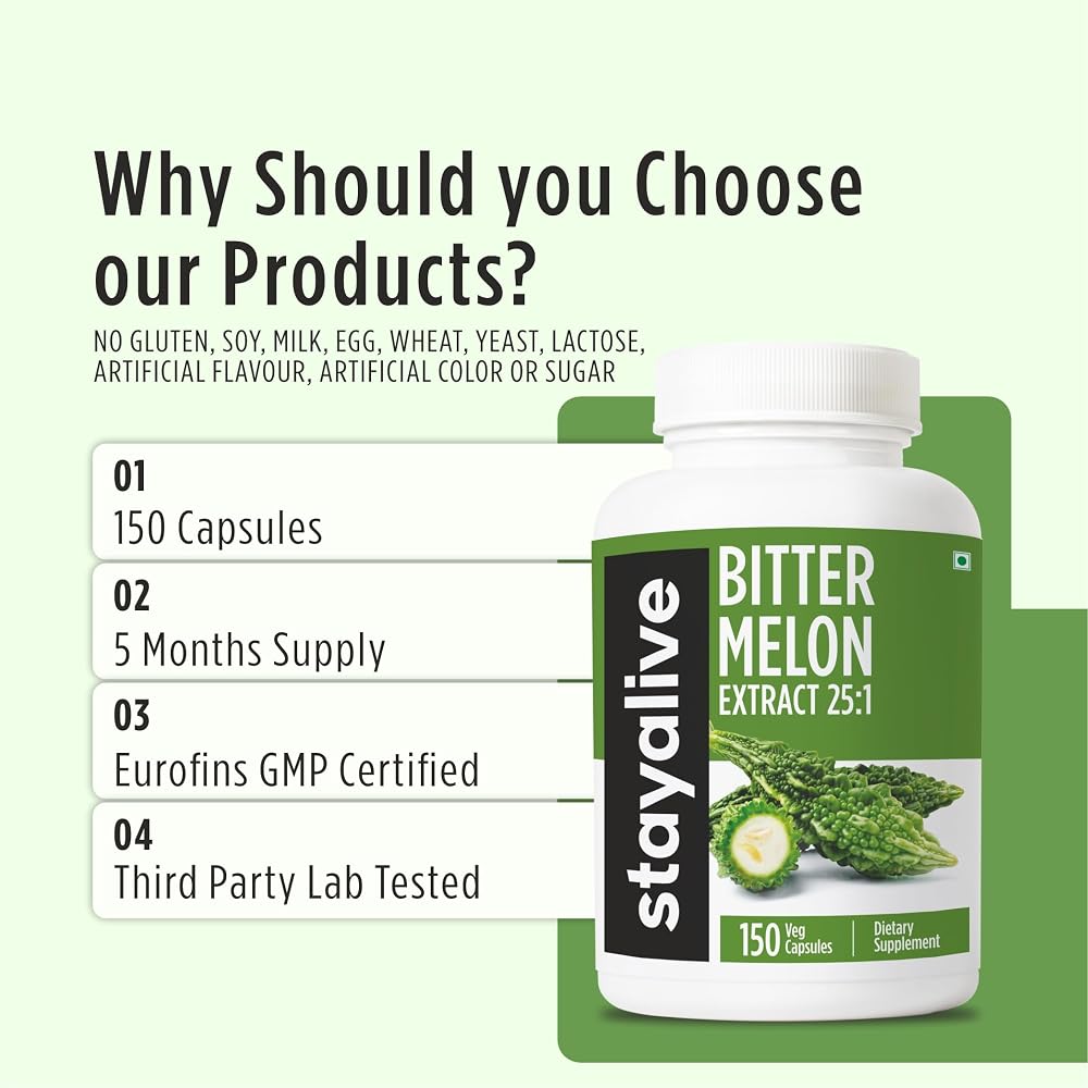 STAY ALIVE Extra Strength Bitter Melon Capsules - 150 Count - image 5