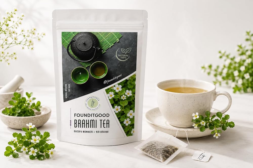 FounditGood Brahmi Tea Herbal Infusion for Mental Clarity - 60 Tea Bags - image 2