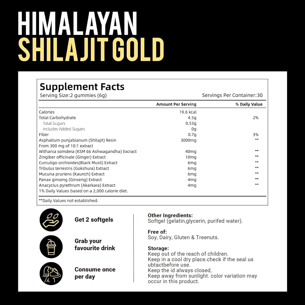 VivoNu Shilajit Gummies Pure Himalayan Micronutrient Supplement - 60 Count - image 7