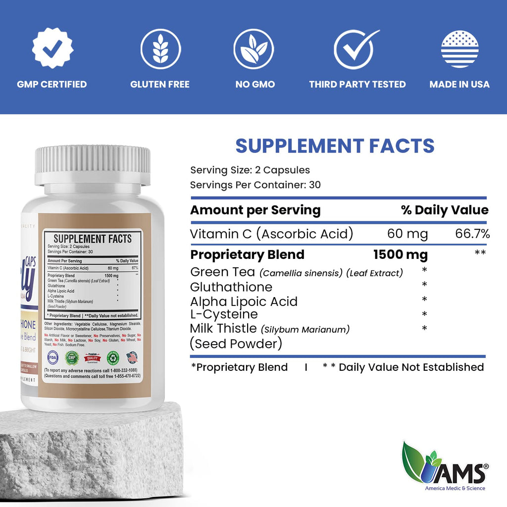 America Medic & Science Pearly Caps Glutathione 1500 mg - 60 Capsules - image 5