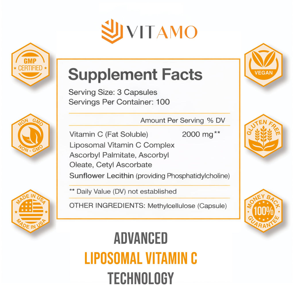 Vitamo Liposomal Vitamin C 2000mg Immune Support - 300 Capsules - image 3