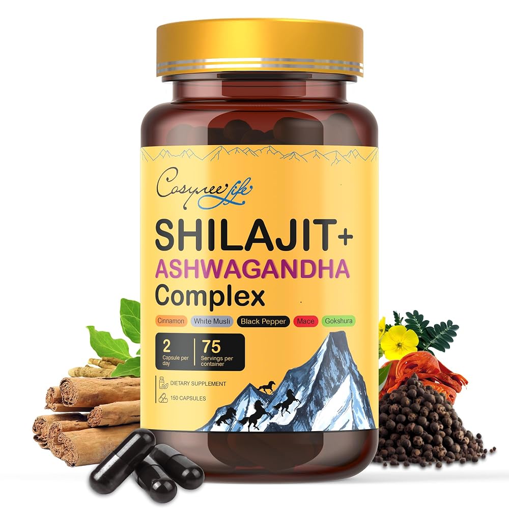 Cosynee Himalayan Shilajit Capsules with Ashwagandha - 150 Capsules