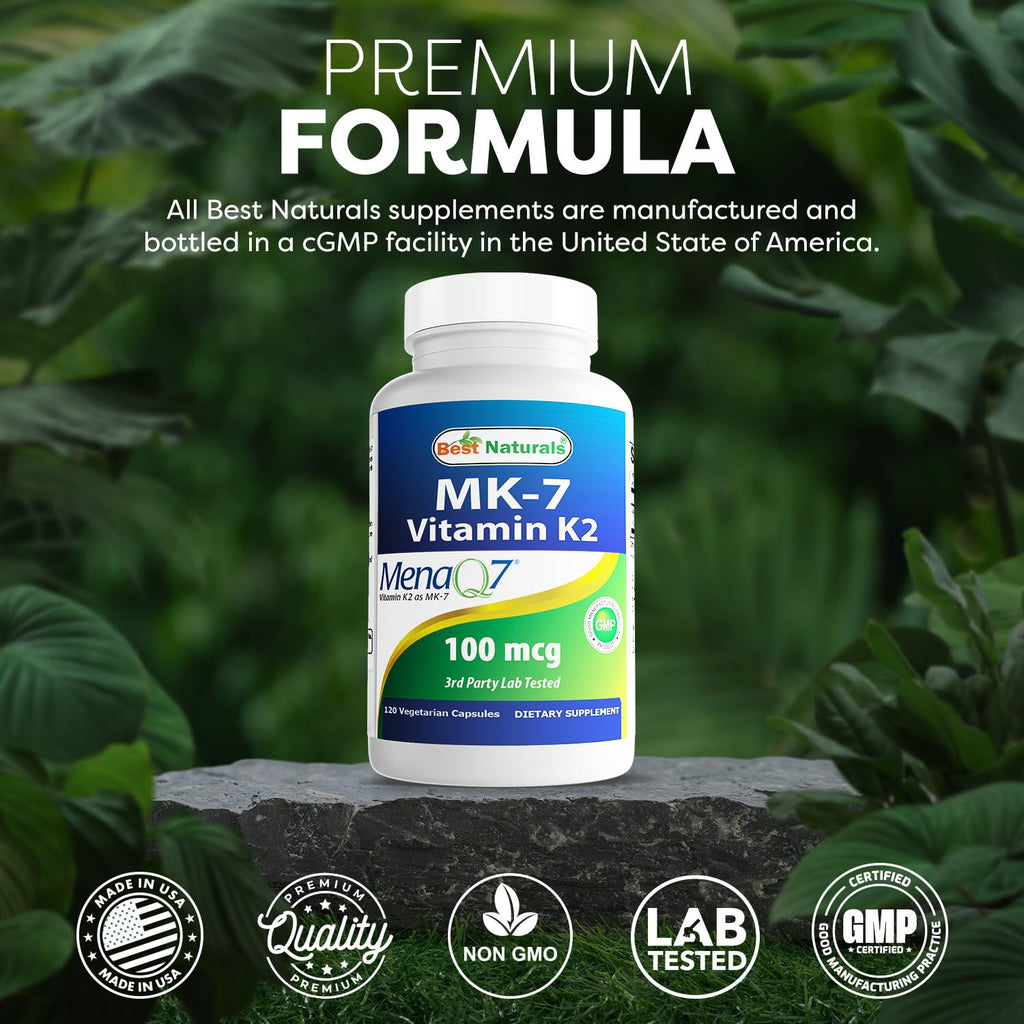 Best Naturals MK-7 Vitamin K2 100 mcg - 120 Vegetarian Capsules - image 5