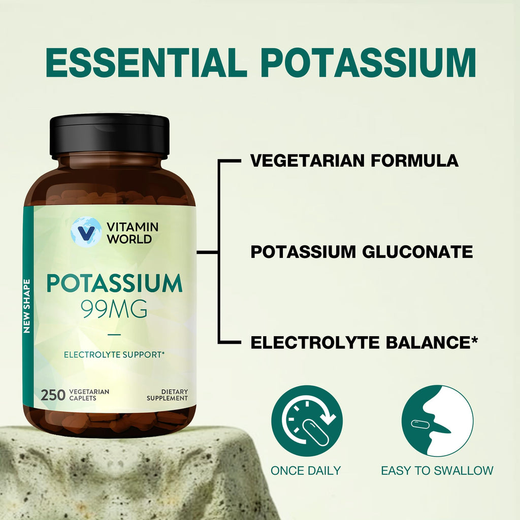 Vitamin World Potassium 99 mg - 250 Vegetarian Caplets - image 4