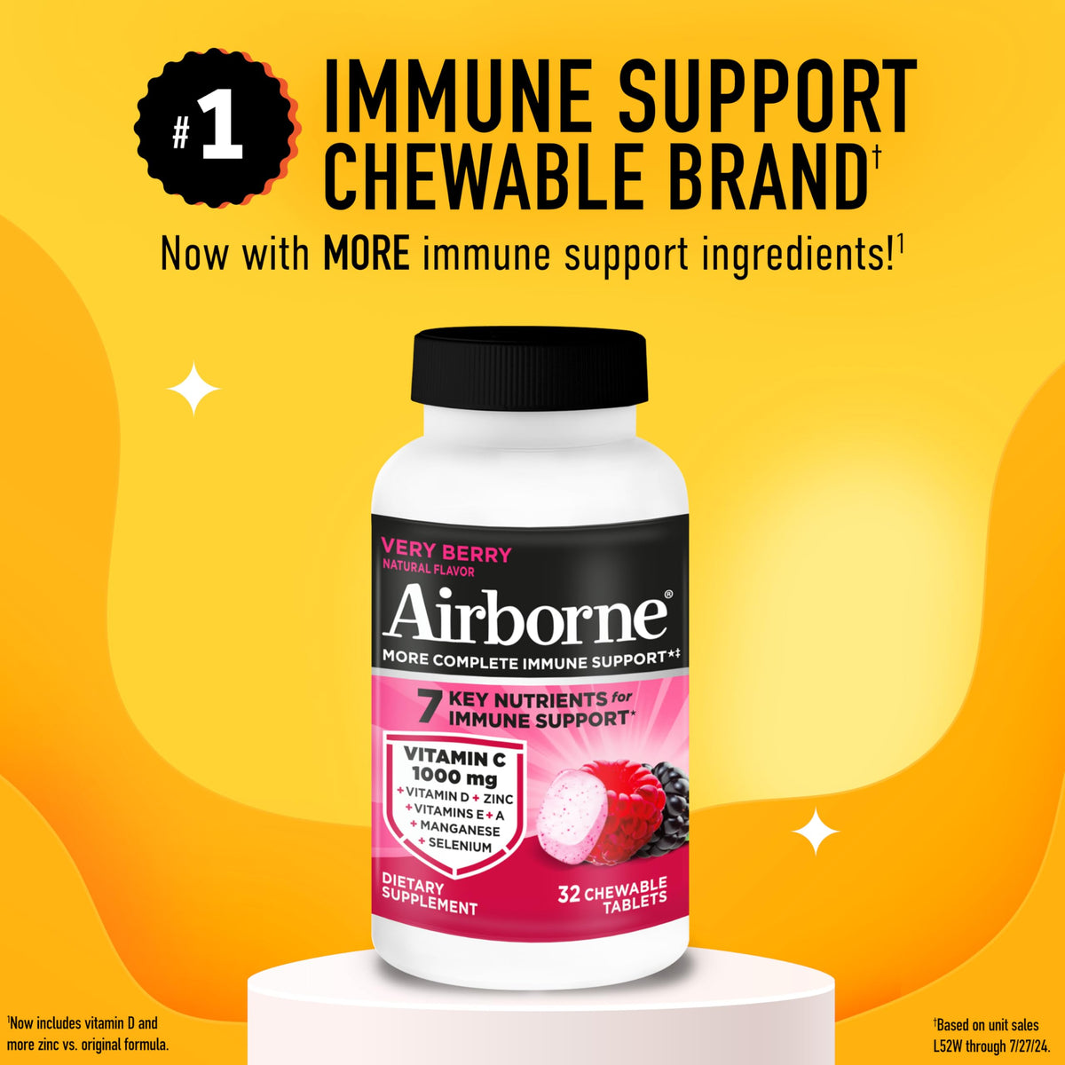 Airborne Very Berry Immune Support Chewable Tablets - 32 Count - image 2