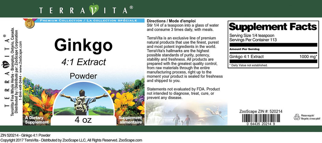 Terravita Ginkgo 4:1 Powder - 4 oz - image 2