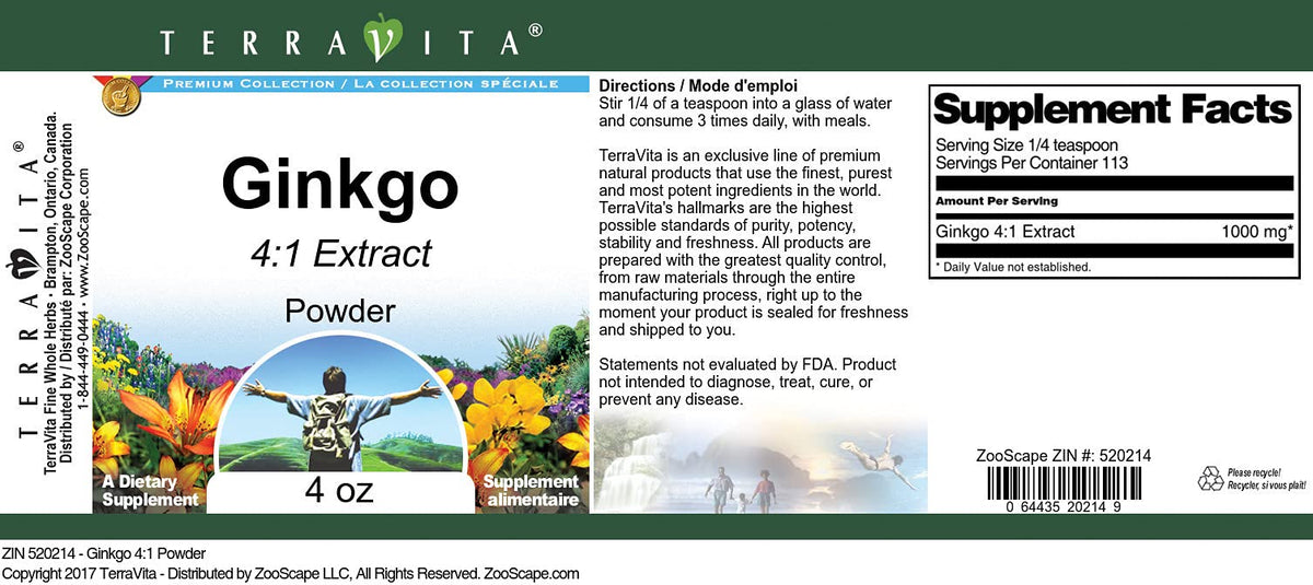 Terravita Ginkgo 4:1 Powder - 4 oz - image 2