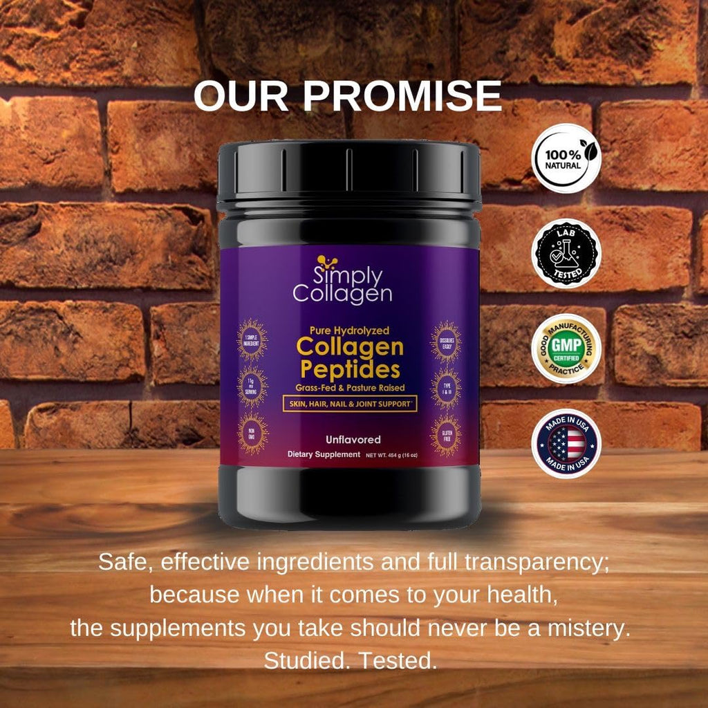 Simply Collagen Hydrolyzed Collagen Peptides Powder Grass-Fed - 41 Servings - image 8