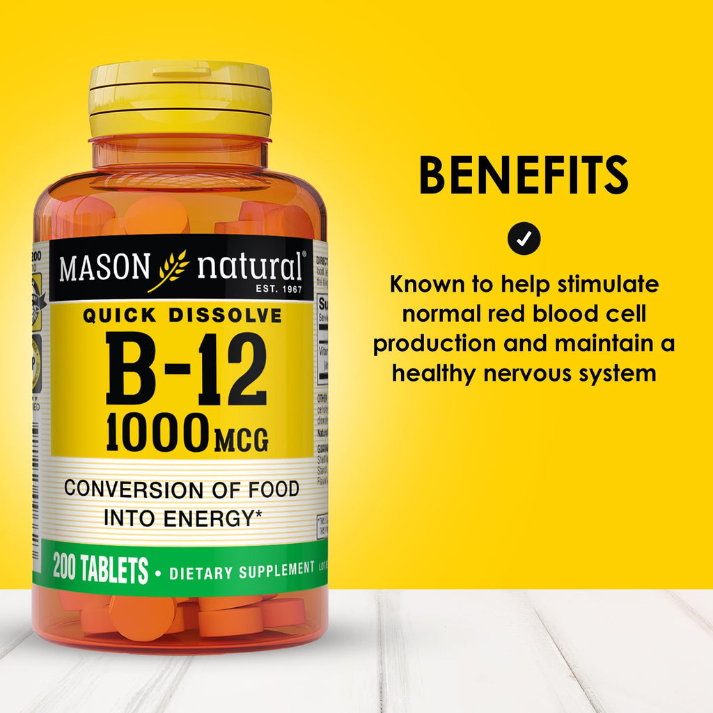 MASON NATURAL Vitamin B-12 1000 mcg Quick Dissolve Tablets - 200 Count - image 2