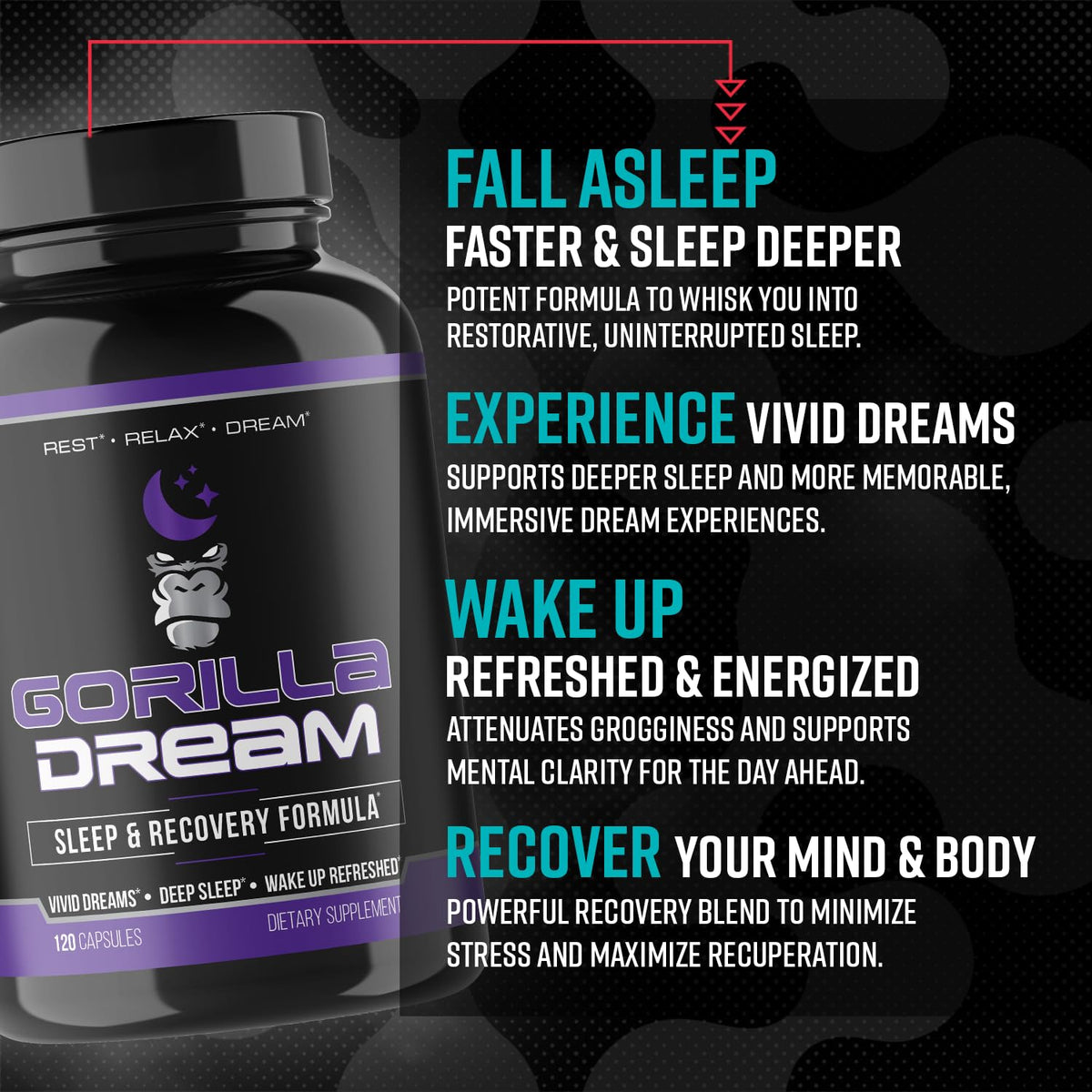 Gorilla Mind Dream Sleep & Recovery Supplement - 120 Capsules - image 4