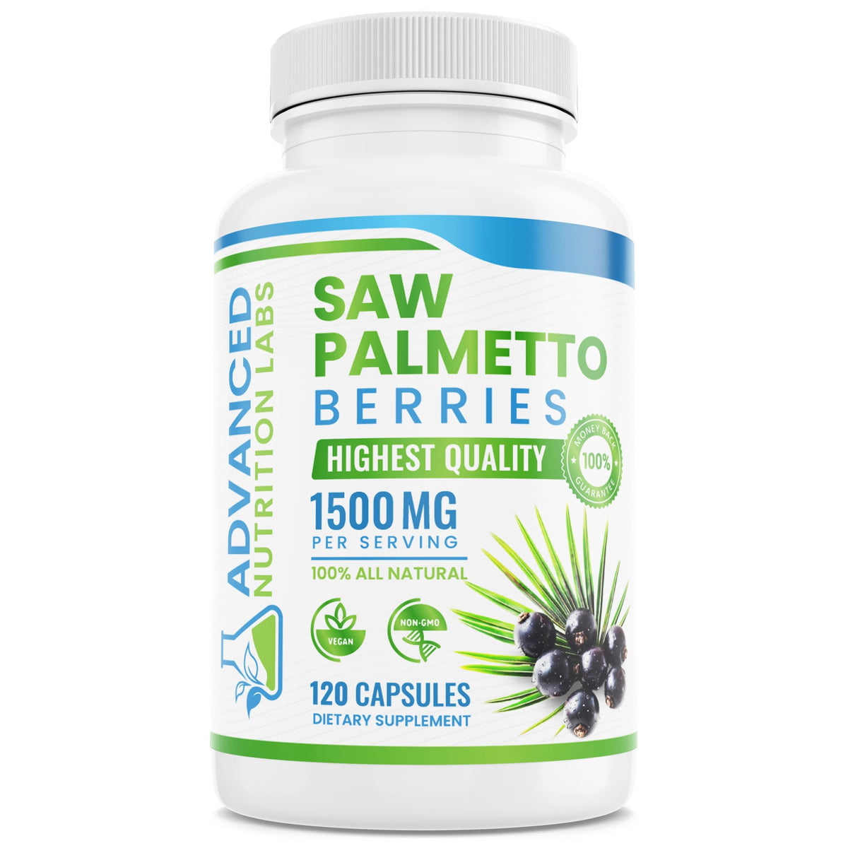 Advanced Nutrition Labs Saw Palmetto 1500 mg - 120 Vegan Capsules
