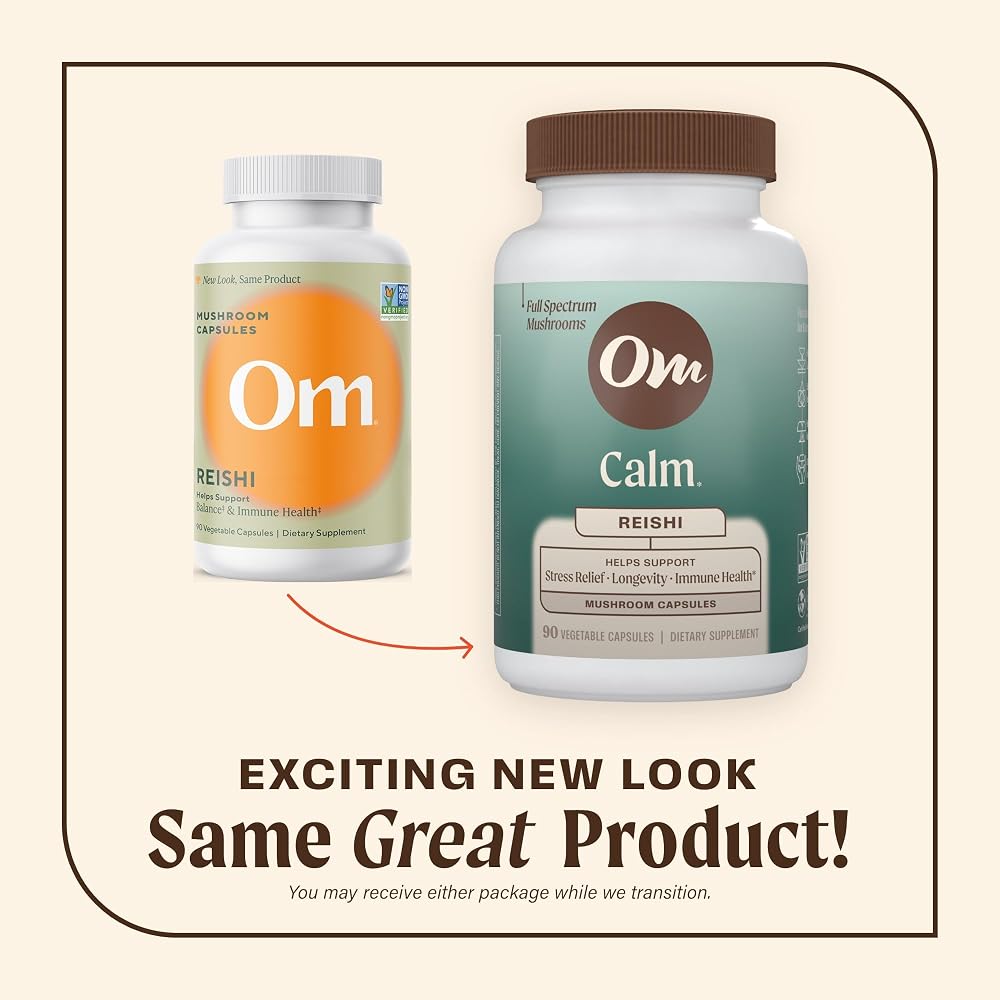 OM MUSHROOM SUPERFOOD Reishi Mushroom Capsules Stress Relief - 90 Count - image 7