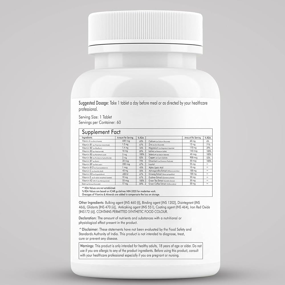 Generic Multivitamin with Biotin, Vitamin C & 21 Nutrients - 60 Tablets - image 4