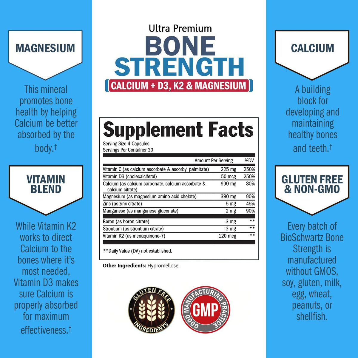 BioSchwartz Bone Strength Supplement for Women & Men - 120 Capsules - image 4