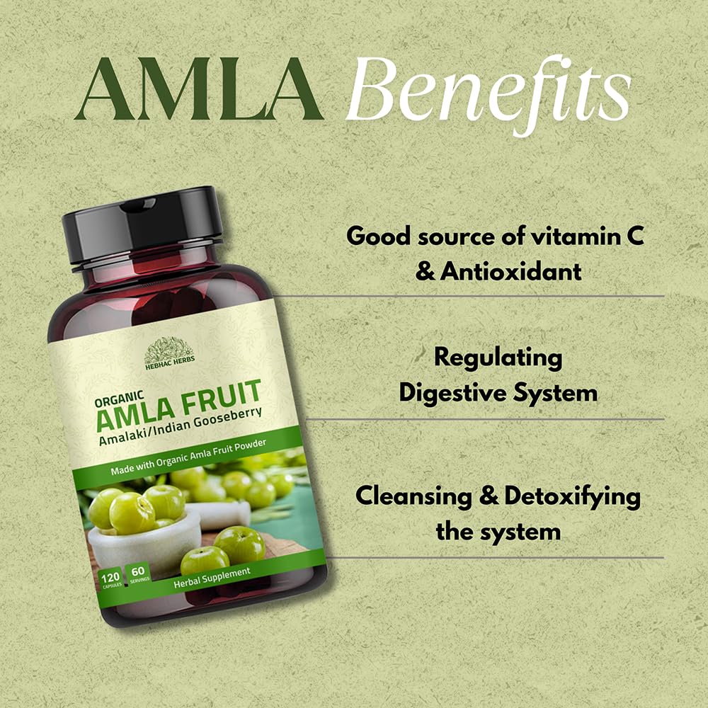 Hebhac Herbs Amla Capsules Vitamin C Supplement - 120 Capsules - image 4