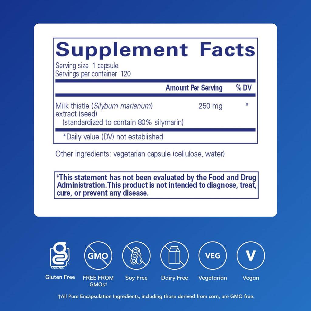 Pure Encapsulations Silymarin Milk Thistle Extract - 120 Capsules - image 2