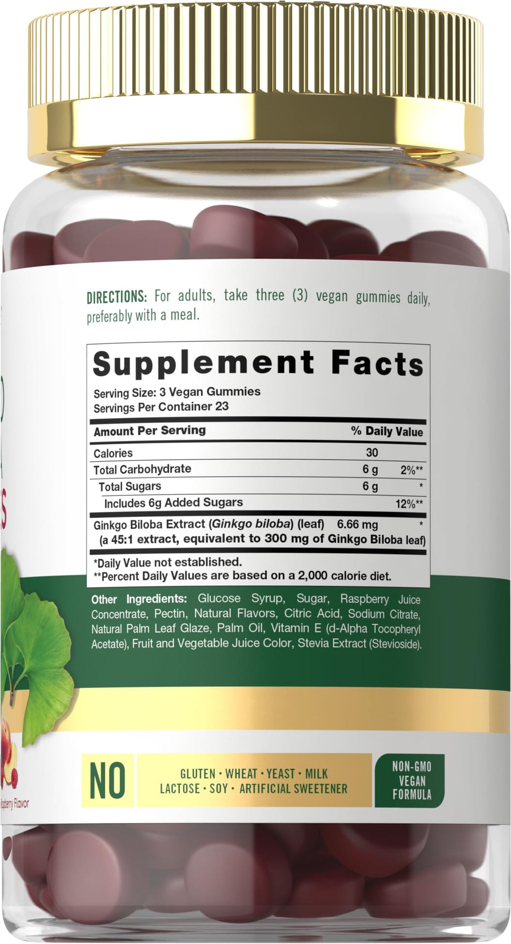 Carlyle Ginkgo Biloba 45:1 Leaf Extract - 70 Gummies - image 2