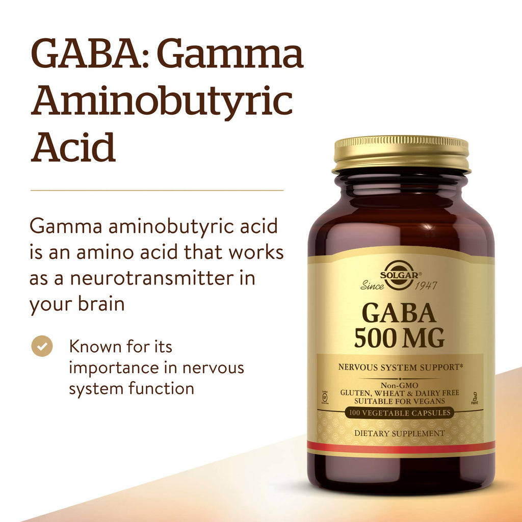 Solgar GABA 500 mg Nervous System Support - 100 Vegetable Capsules - image 3