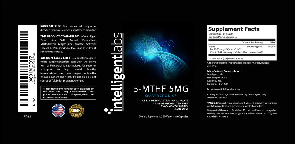 Intelligent Labs 5-MTHF Methylfolate 5mg Quatrefolic - 60 Capsules - image 7