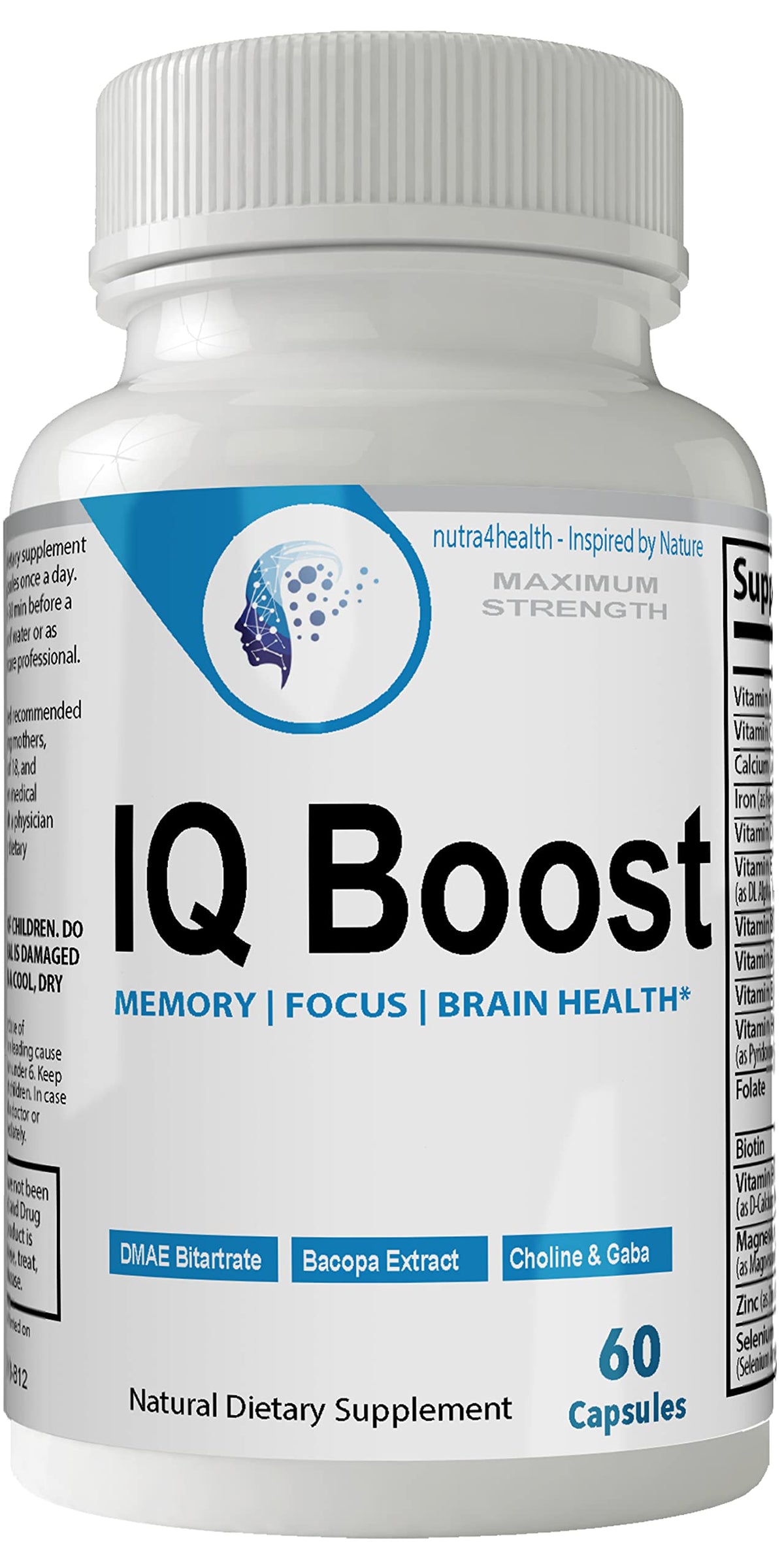 nutra4health IQ Boost Smart Pill Nootropic Capsules - 60 Count