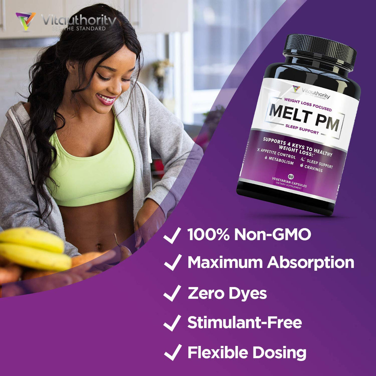 Vitauthority MELT PM Nighttime Sleep & Weight Loss Support - 60 Capsules - image 5