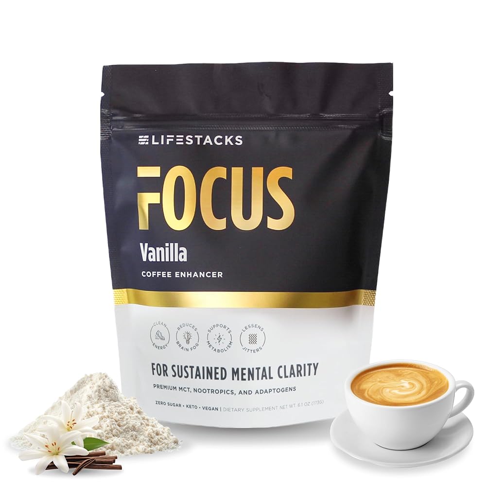 LIFESTACKS Focus Coffee Creamer for Energy & Clarity - 20 Servings