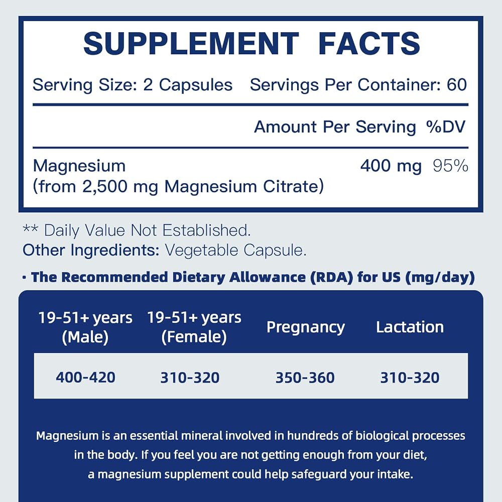 DRFOSTER Magnesium Citrate 400mg - 120 Vegan Capsules - image 2