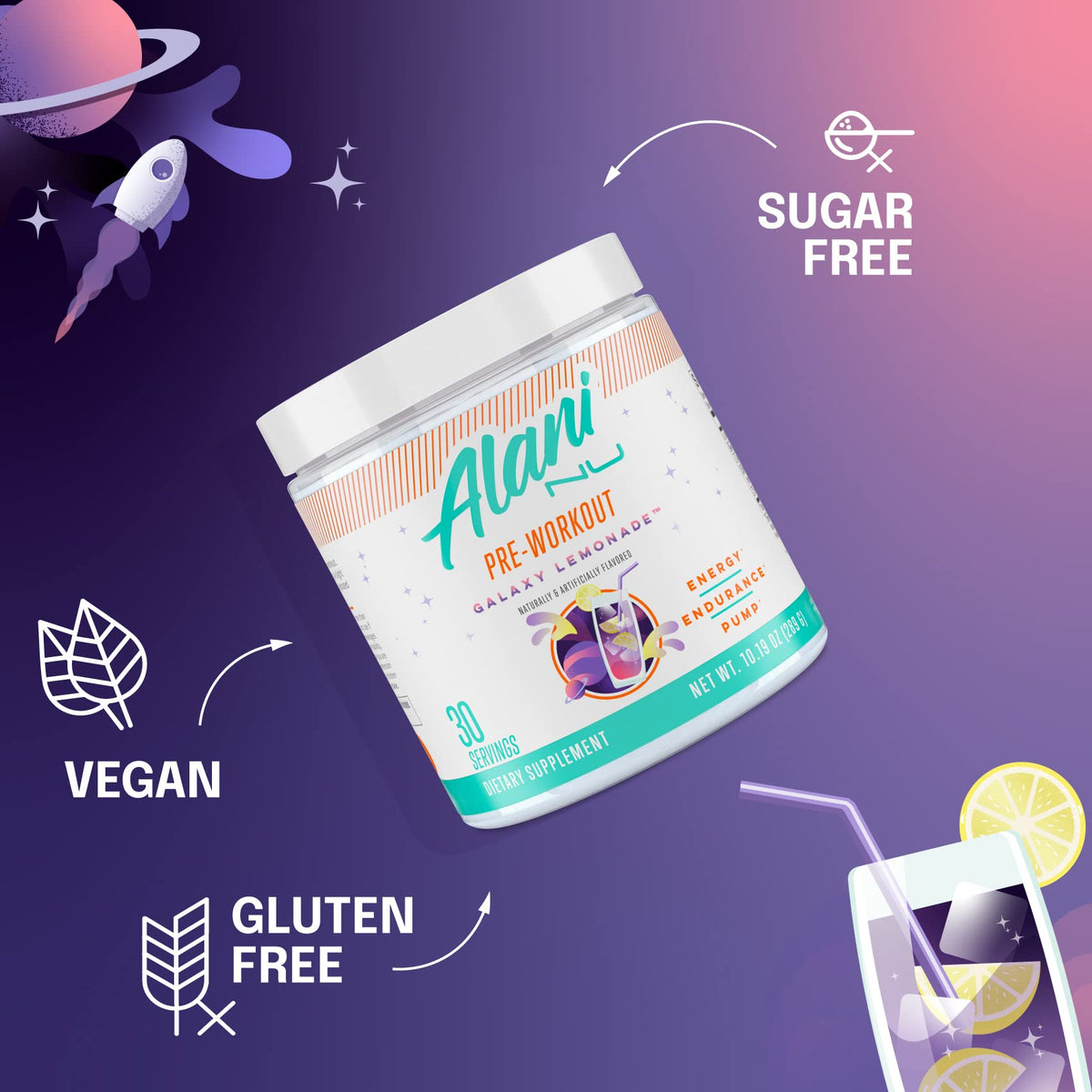 Alani Nu Pre-Workout Powder Galaxy Lemonade - 30 Servings - image 6