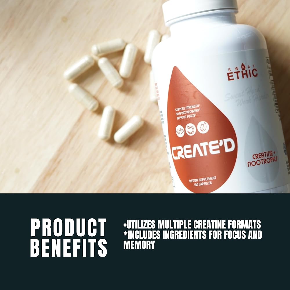 Sweat Ethic Create'd Creatine and Adaptogens - 180 Capsules - image 5