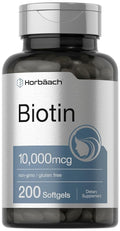 Horbäach Biotin 10000 mcg Vitamin B7 - 200 Softgels