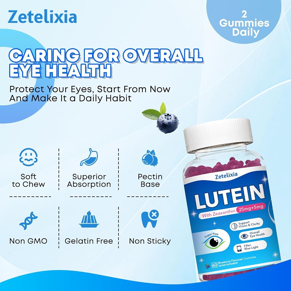 Zetelixia Lutein Gummies, Blueberry Flavor