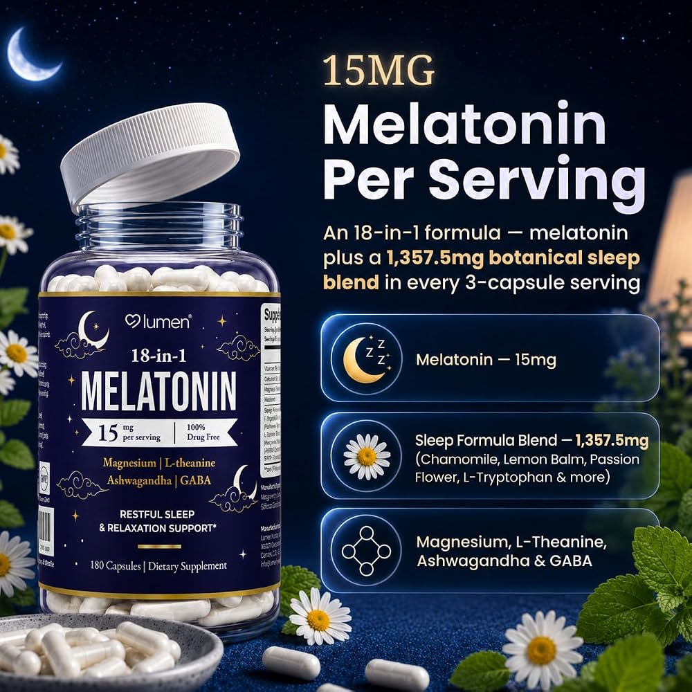 Lumen Naturals Sleep Simply Melatonin & Magnesium - 180 Capsules - image 8