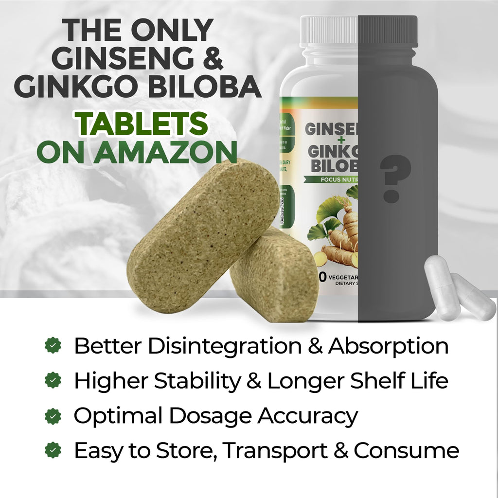 GreeNatr Ginkgo Biloba & Panax Ginseng Brain Supplement - 120 Tablets - image 8