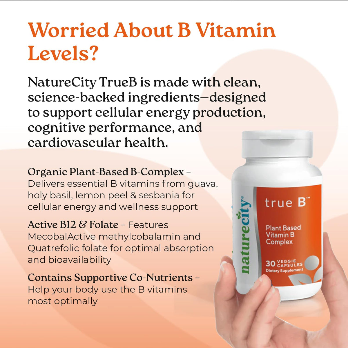 Nature City True-B Vitamin B Complex with Active B12 & Folate - 30 Capsules - image 4