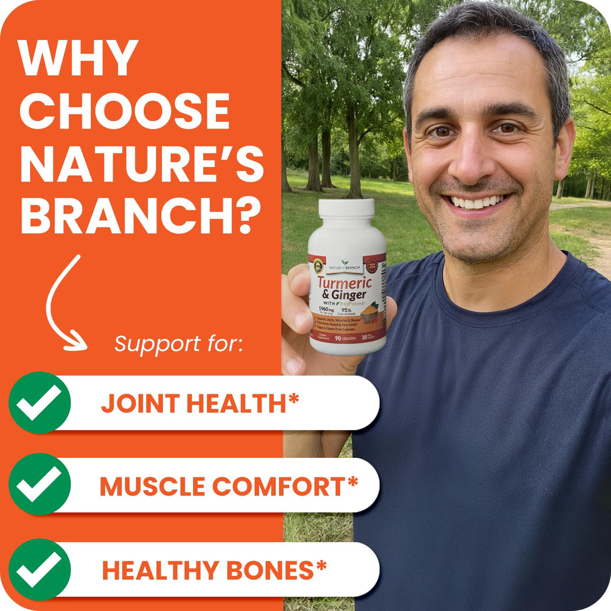 Nature's Branch Turmeric Ginger Joint Support - 90 Capsules - image 3