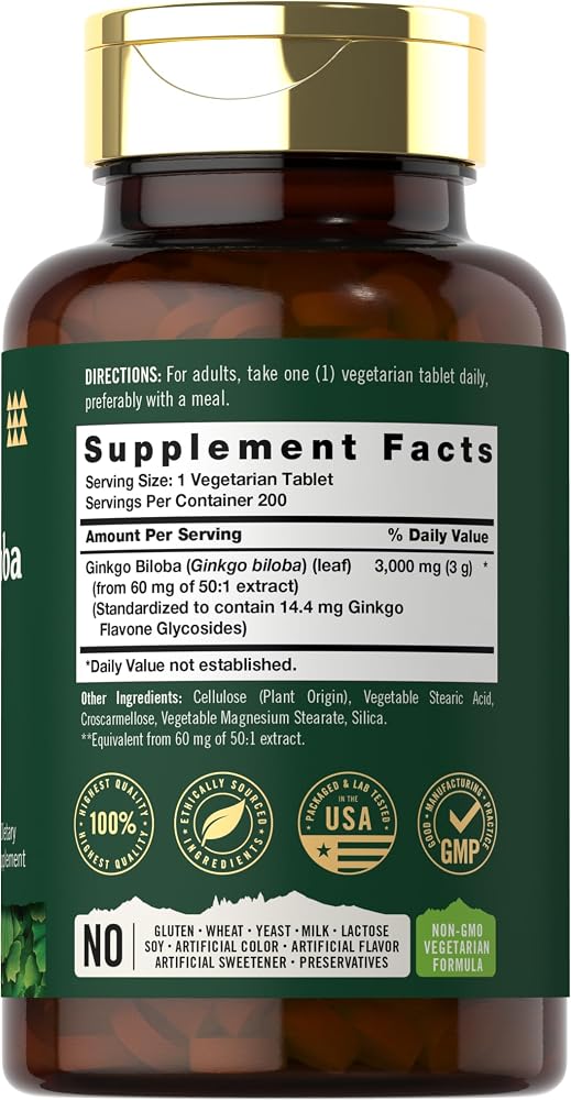 Carlyle Ginkgo Biloba Extra Strength - 200 Vegetarian Tablets - image 2