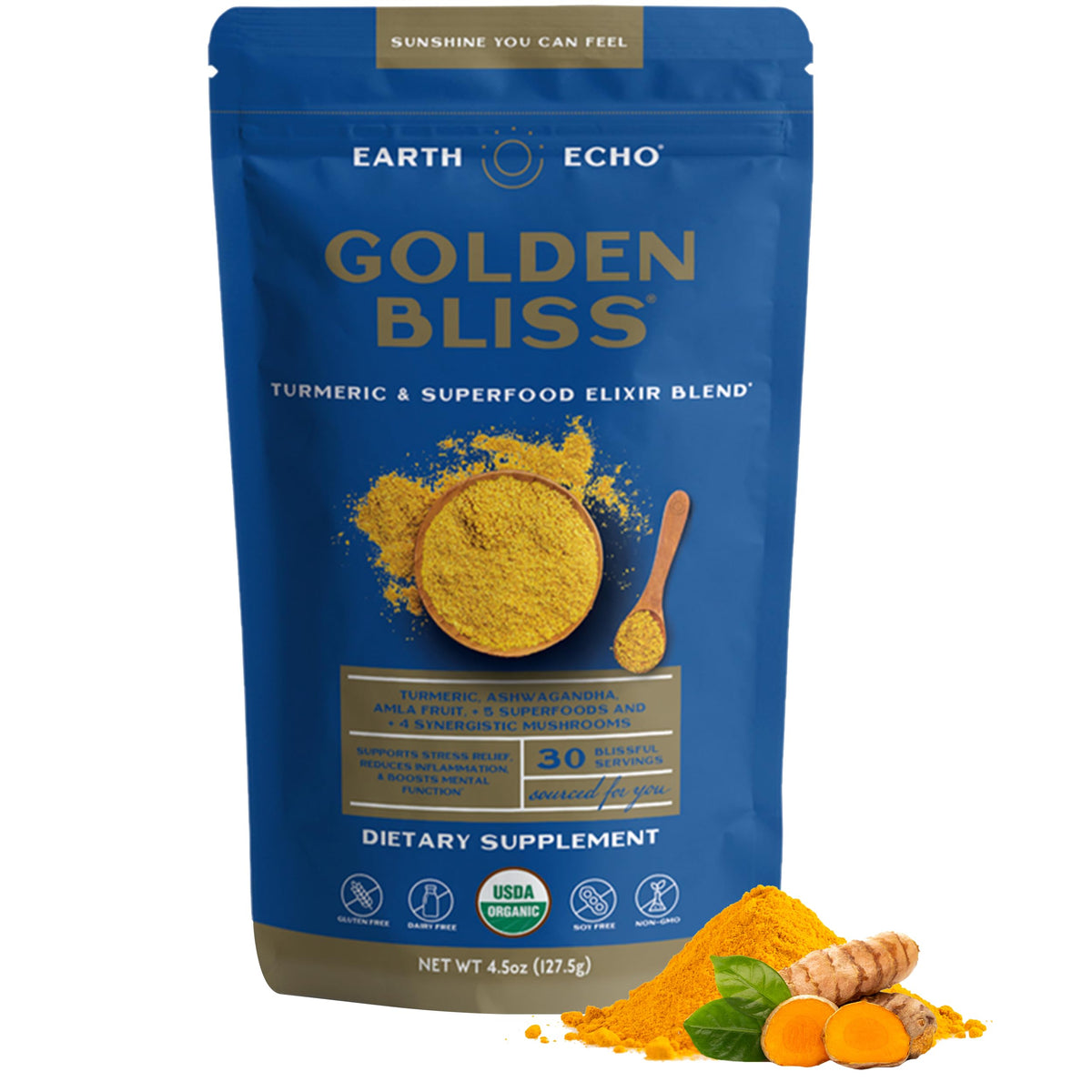 Earth Echo Golden Bliss Organic Golden Milk Powder - 30 Servings