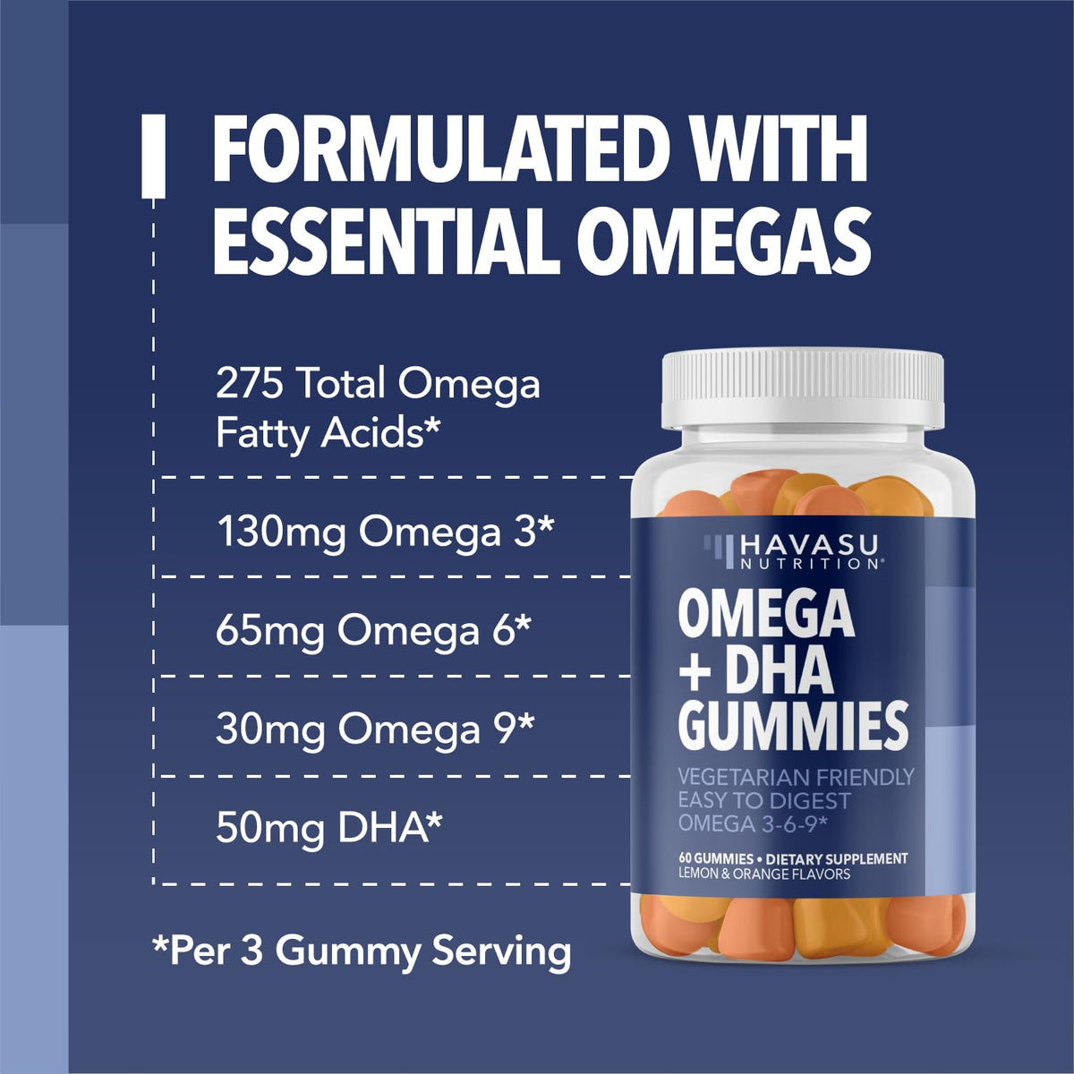 Havasu Nutrition Vegan Omega 3 6 9 Gummies with DHA - 60 Count - image 6