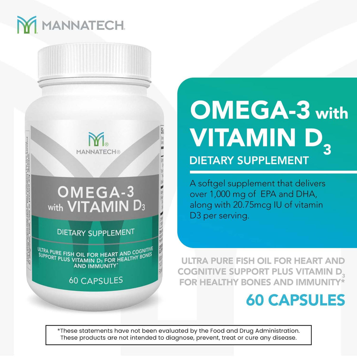 Mannatech Omega-3 with Vitamin D3 - 60 Softgels - image 3