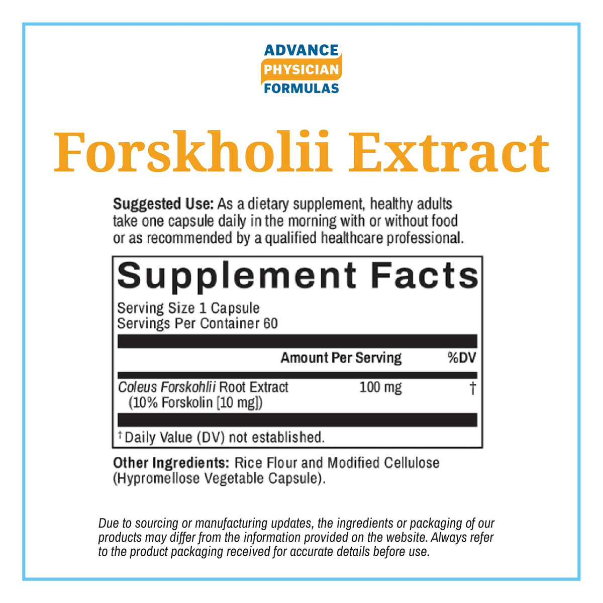 Advance Physician Formulas Forskolin Extract 100 mg - 60 Vegetable Capsules - image 4