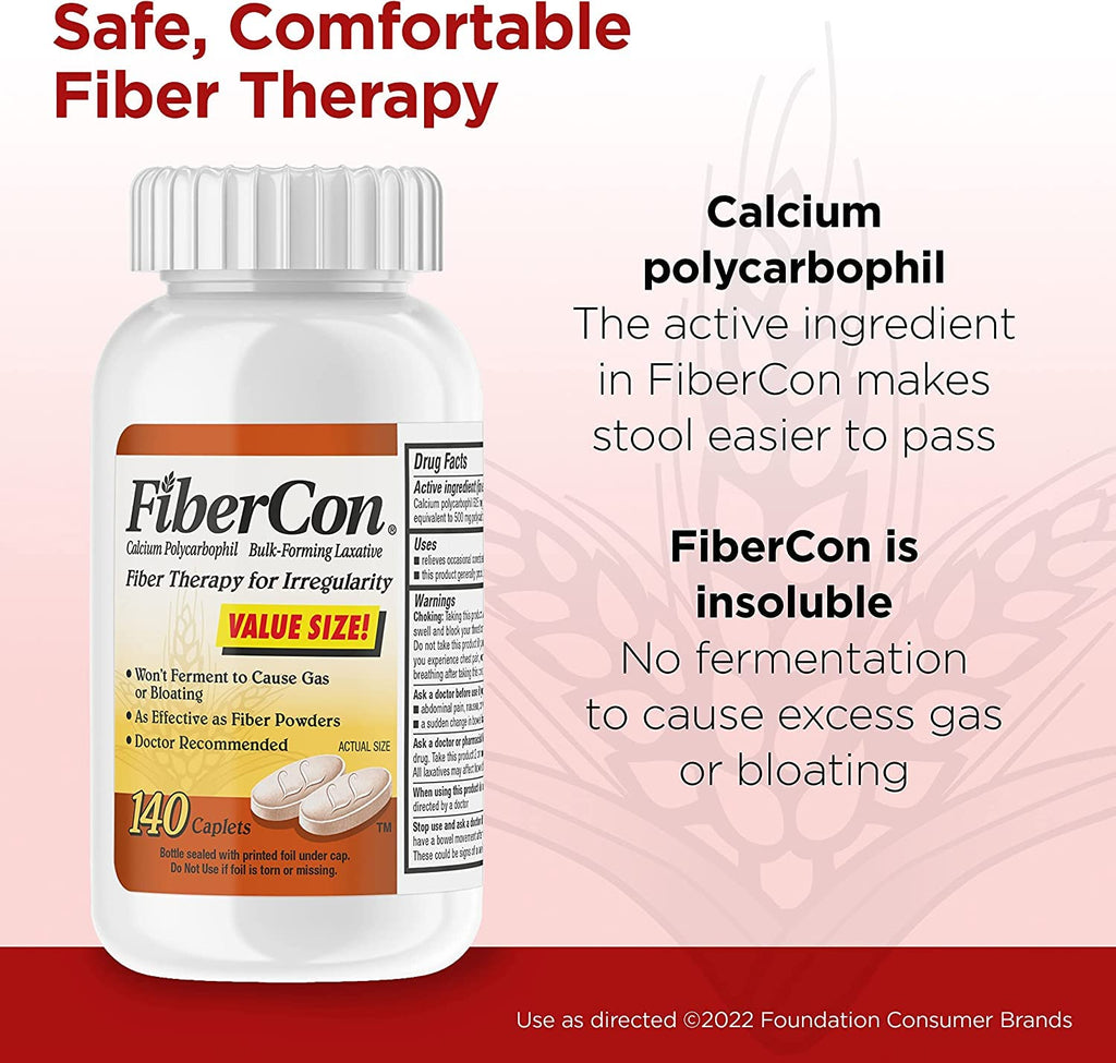 FiberCon Fiber Therapy for Regularity Caplets - 140 Count - image 4
