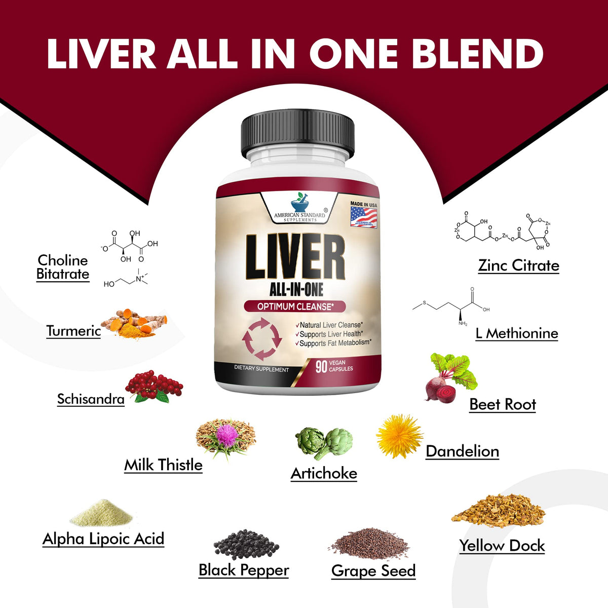 American Standard Supplements Liver Cleanse & Detox - 90 Capsules - image 3